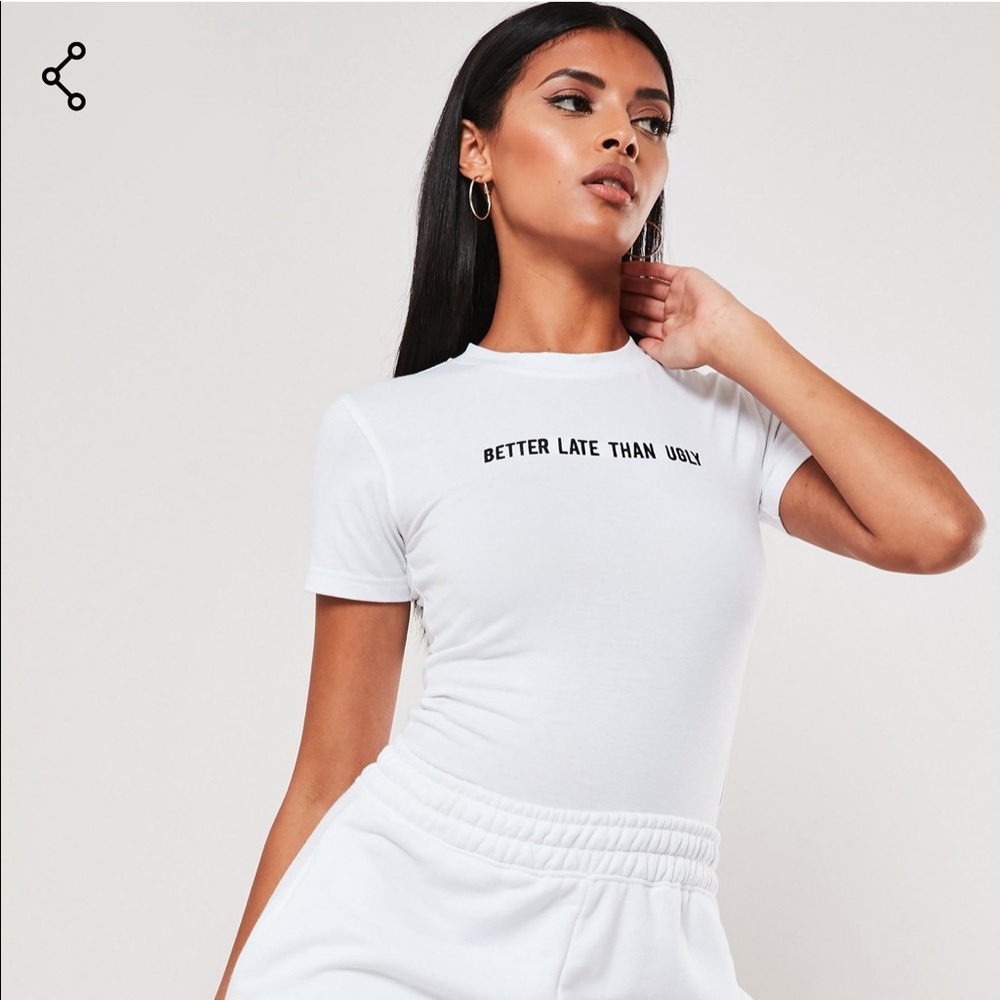 White slogan bodysuit